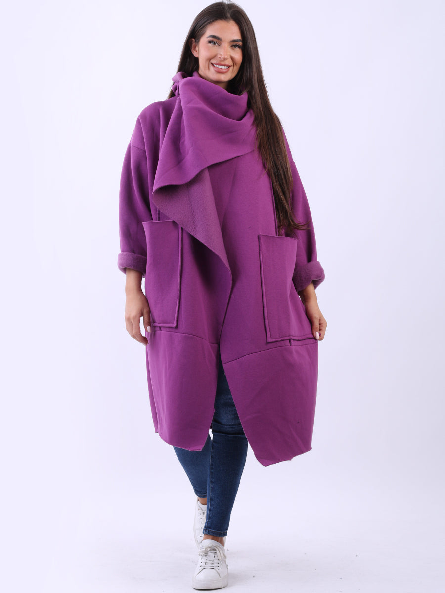 Plus Size Lagenlook Cotton Coat Raspberry