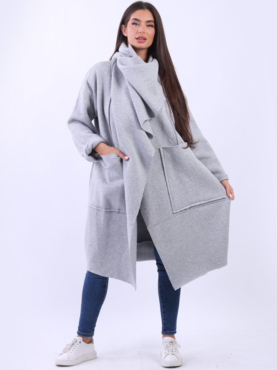 Plus Size Lagenlook Cotton Coat Silver