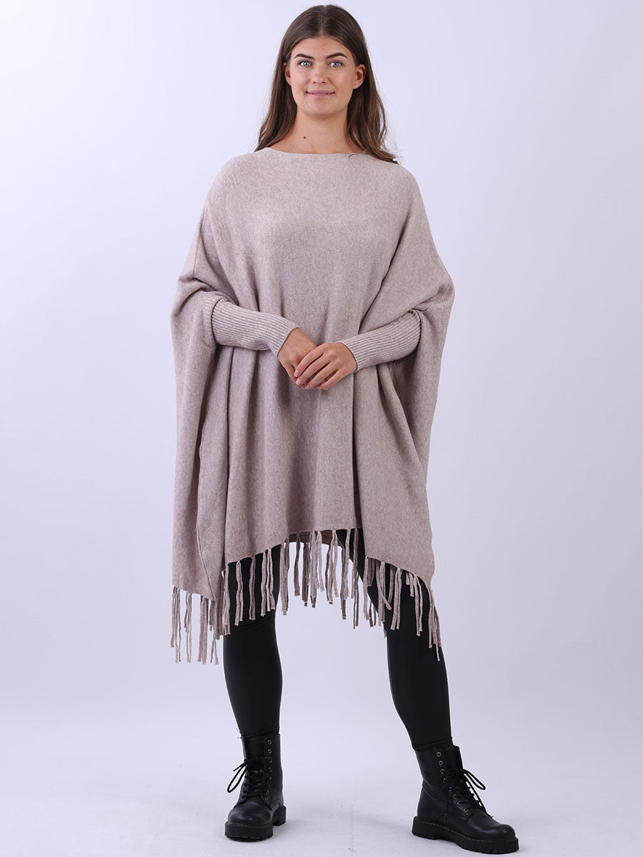 Knitted Oversized Tunic Poncho Mocha