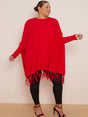 Knitted Oversized Tunic Poncho Red