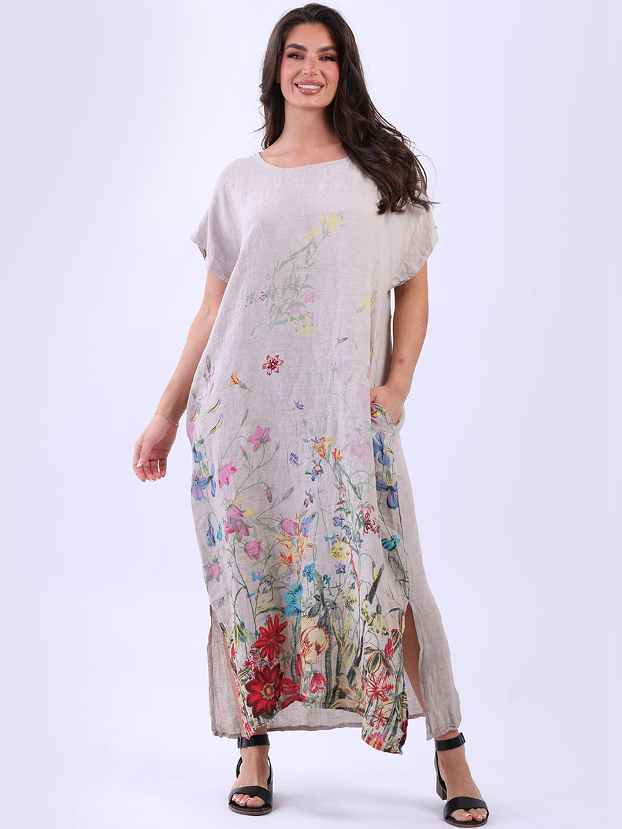 Plus Size Linen Dress Beige