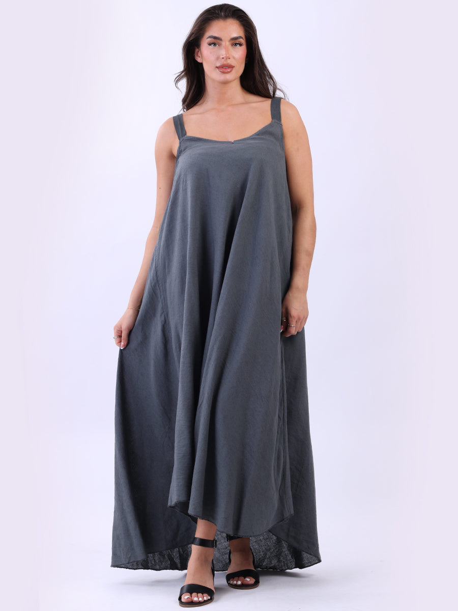Sleeveless Linen Dress Charcoal