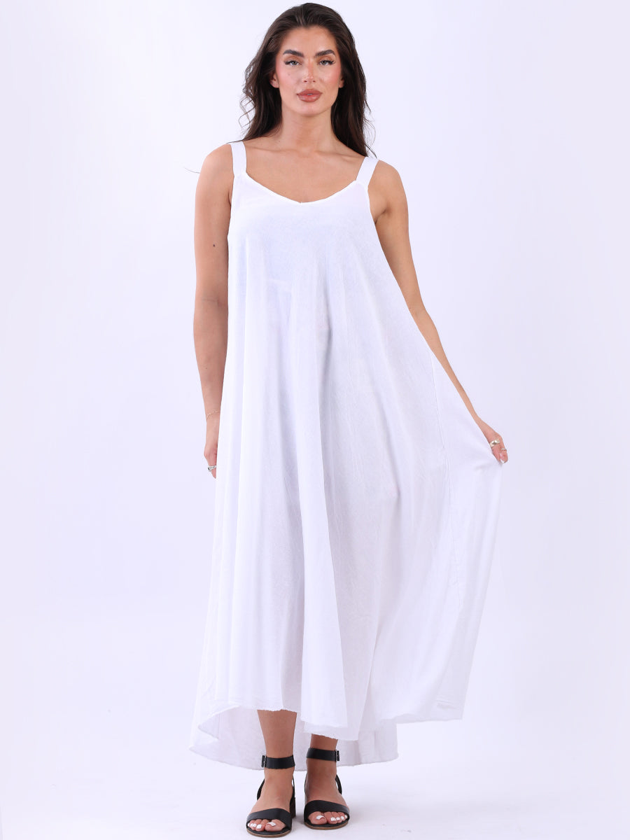 Sleeveless Linen Dress White
