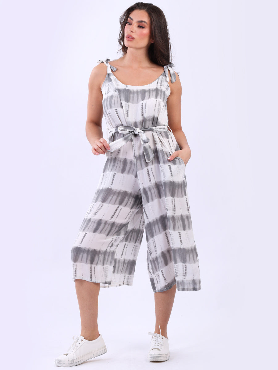 Tie Dye Cotton Playsuit Charcoal