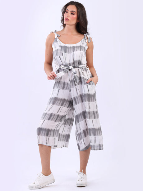 Tie Dye Cotton Playsuit Charcoal