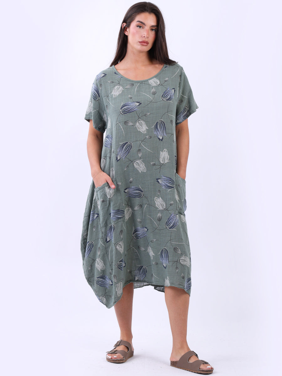 Lagenlook Cotton Dress Khaki