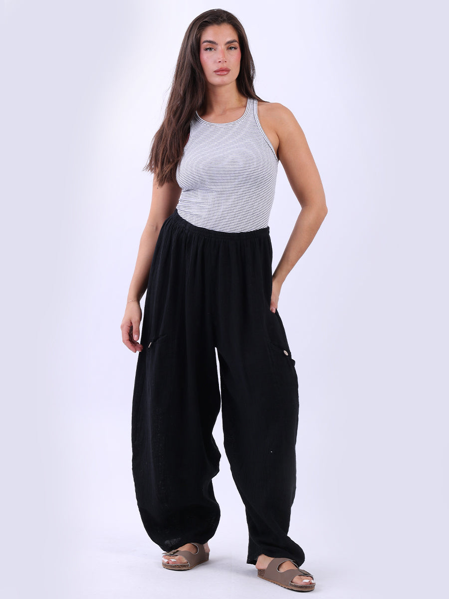 Plain Linen Trouser Black