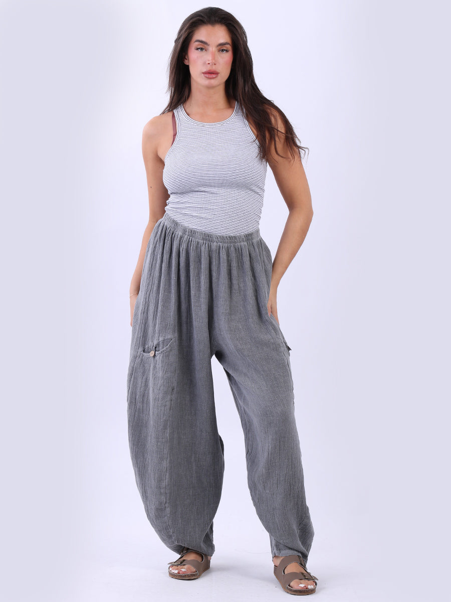 Plain Linen Trouser Charcoal