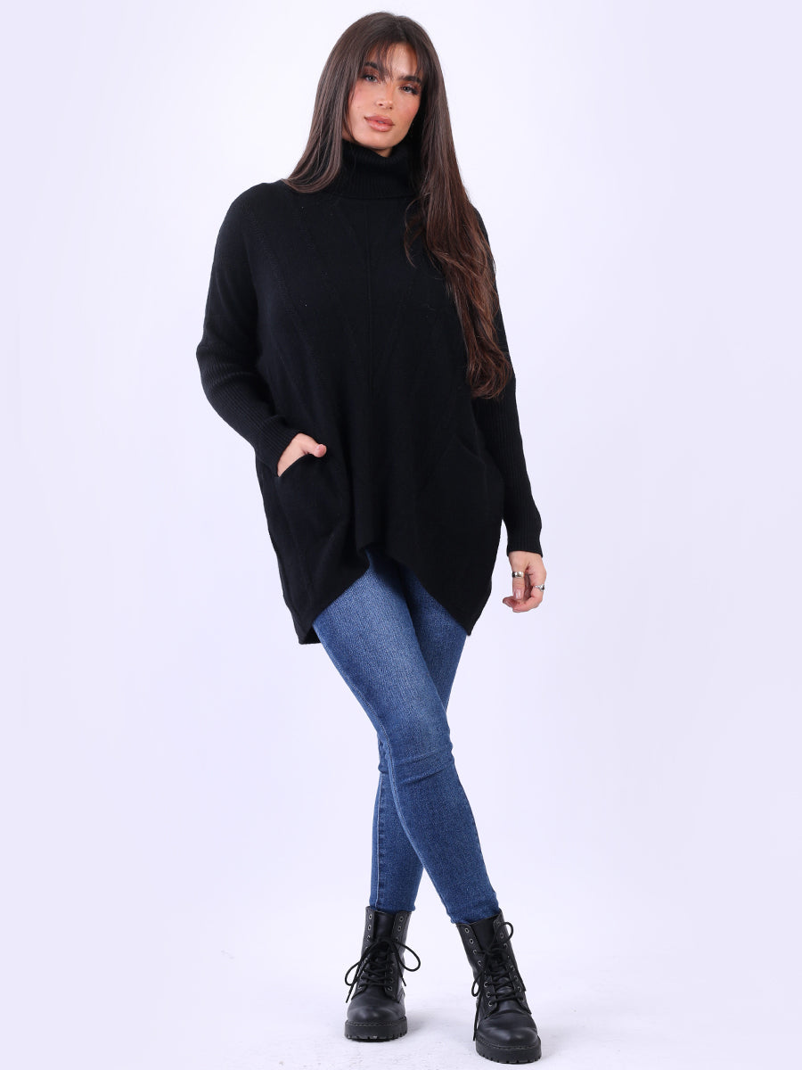Cowl Neck Knitted Jumper Black