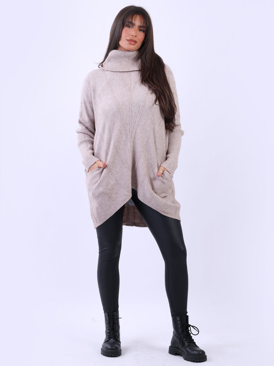 Cowl Neck Knitted Jumper Mocha