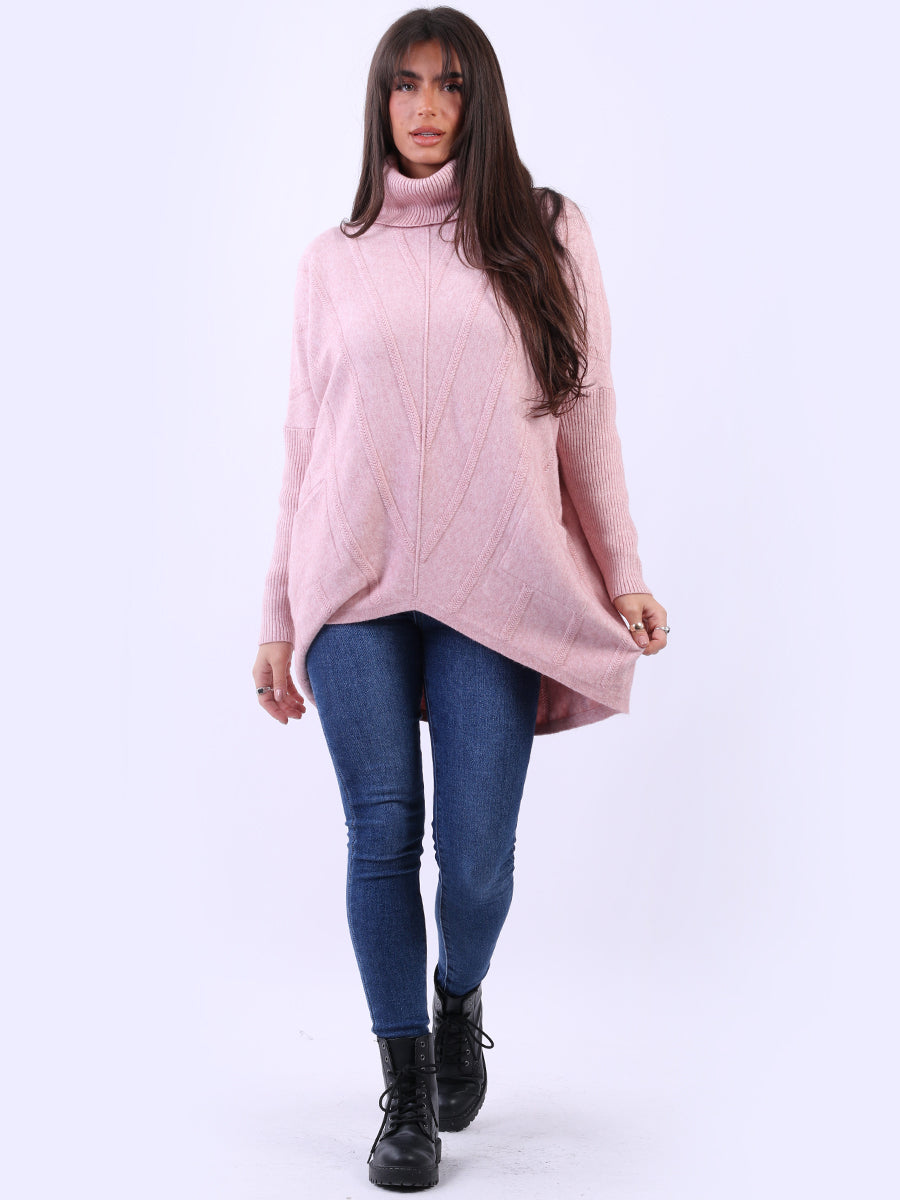 Cowl Neck Knitted Jumper Pink