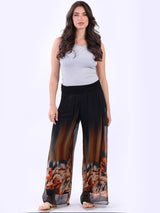 Floral Silk Trouser Black