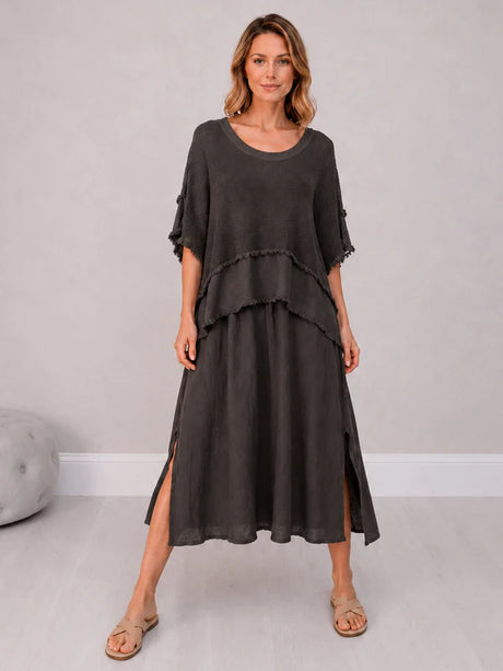 Mesh Net Cotton Dress Chocolate