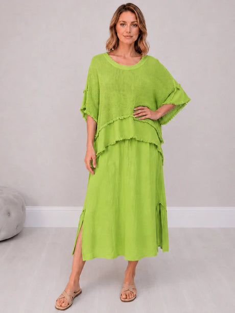 Mesh Net Cotton Dress Lime