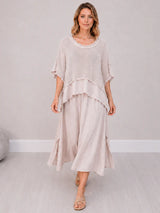 Mesh Net Cotton Dress Pink