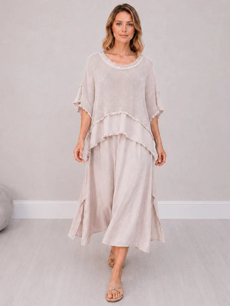 Mesh Net Cotton Dress Pink