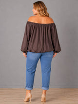 Oversized Off Shoulder Plain Crop Top