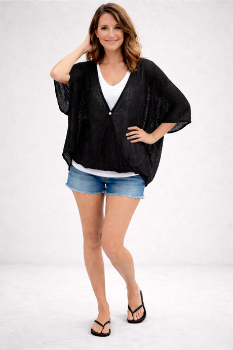 Mesh Net Wrap Top Black