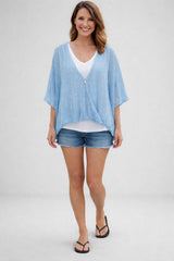 Mesh Net Wrap Top Sky Blue