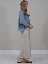 Solid Linen Batwing Crop Top