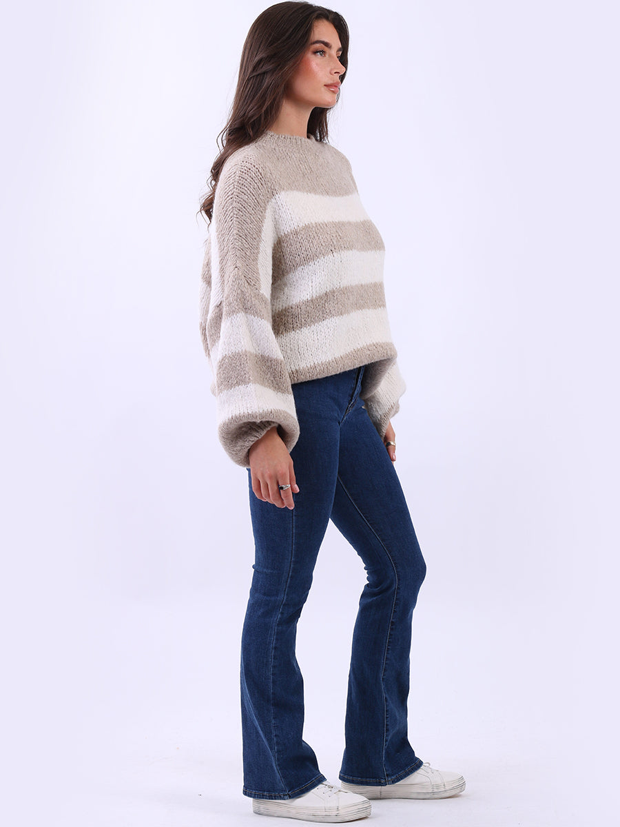 Drop Shoulders Batwing Knitted Woolen Crop Jumper