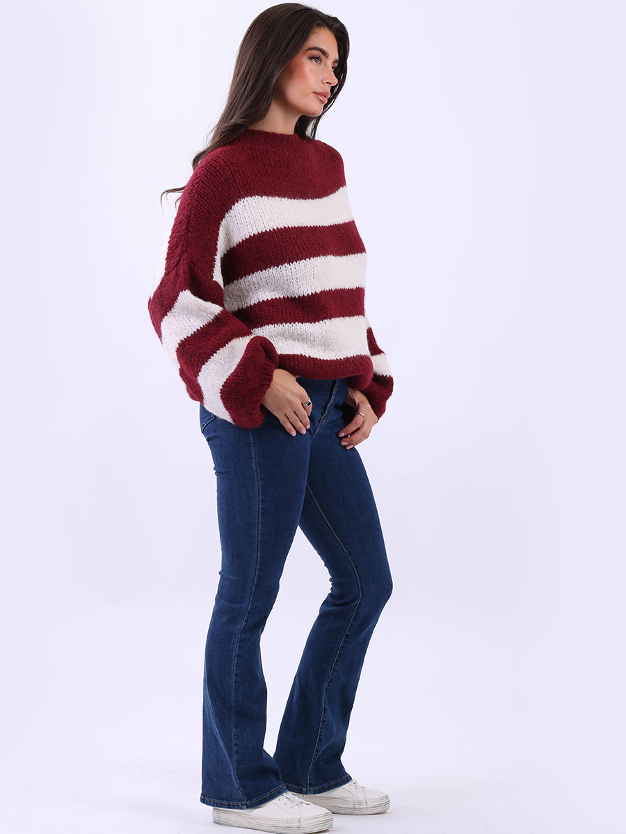 Drop Shoulders Batwing Knitted Woolen Crop Jumper