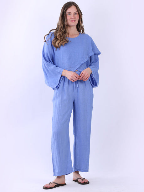 Cross Over Linen Top Denim