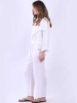 Raw Edge Linen Cross Over Crop Top