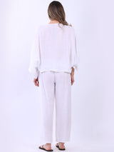 Raw Edge Linen Cross Over Crop Top