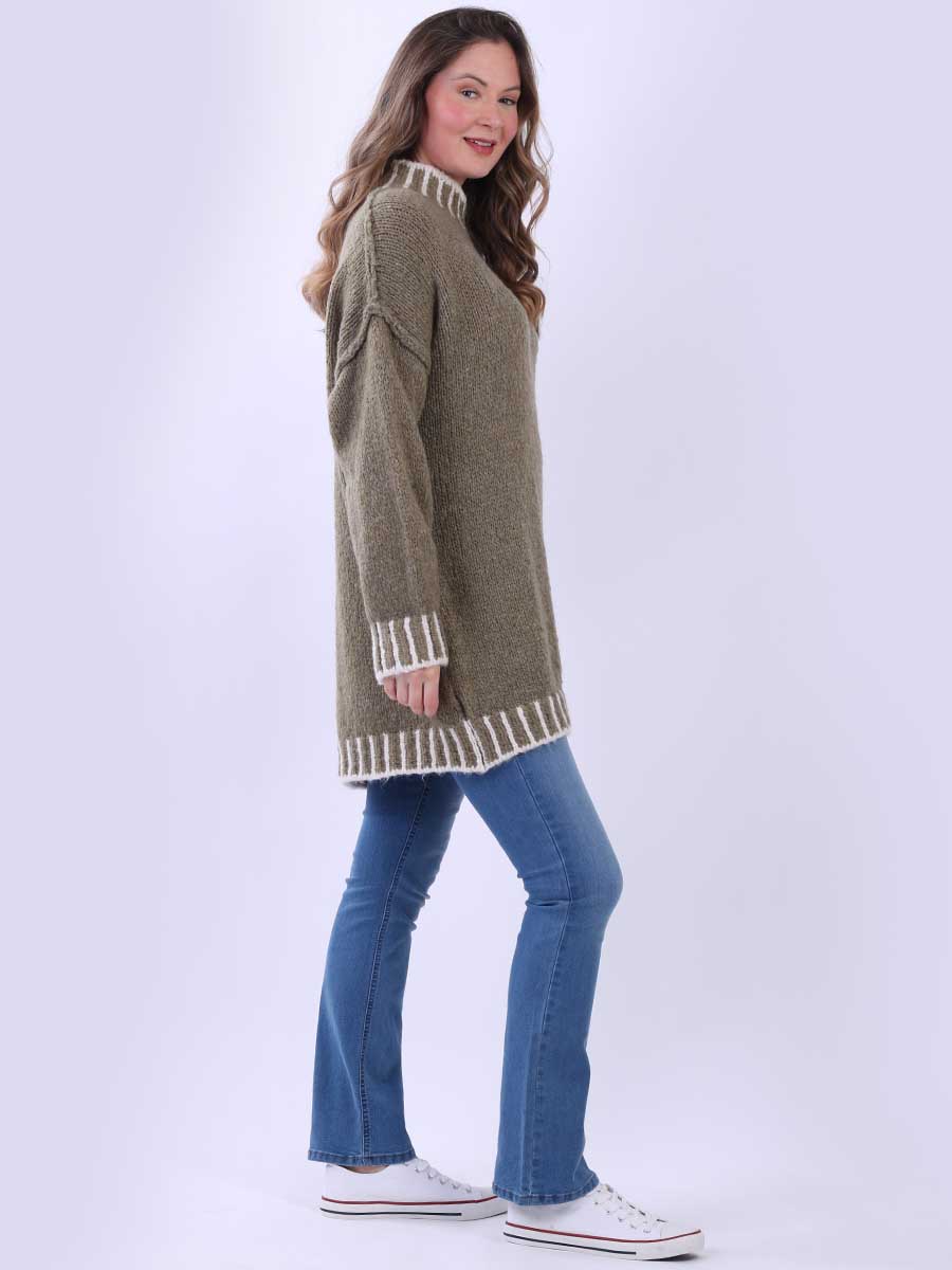 Whipstitch Knitted Wooly Jumper