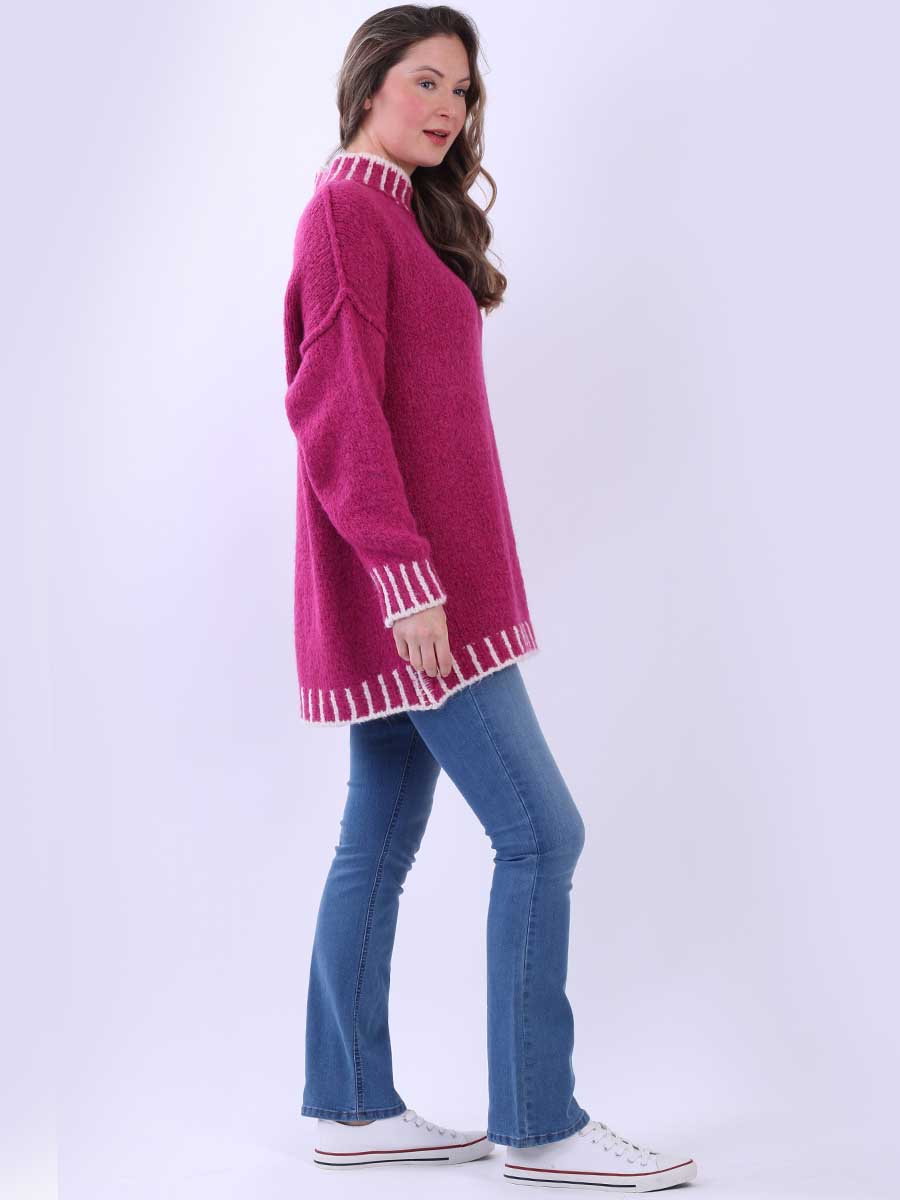 Whipstitch Knitted Wooly Jumper