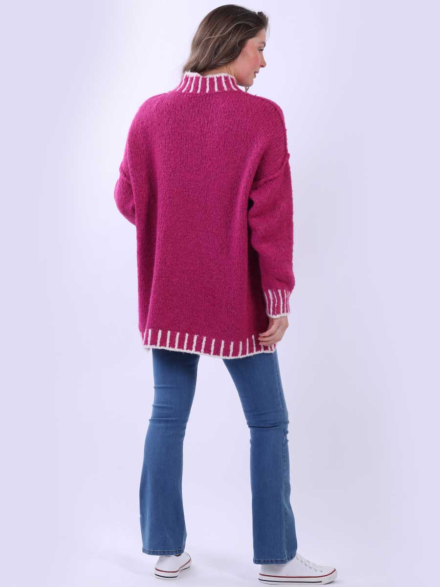 Whipstitch Knitted Wooly Jumper