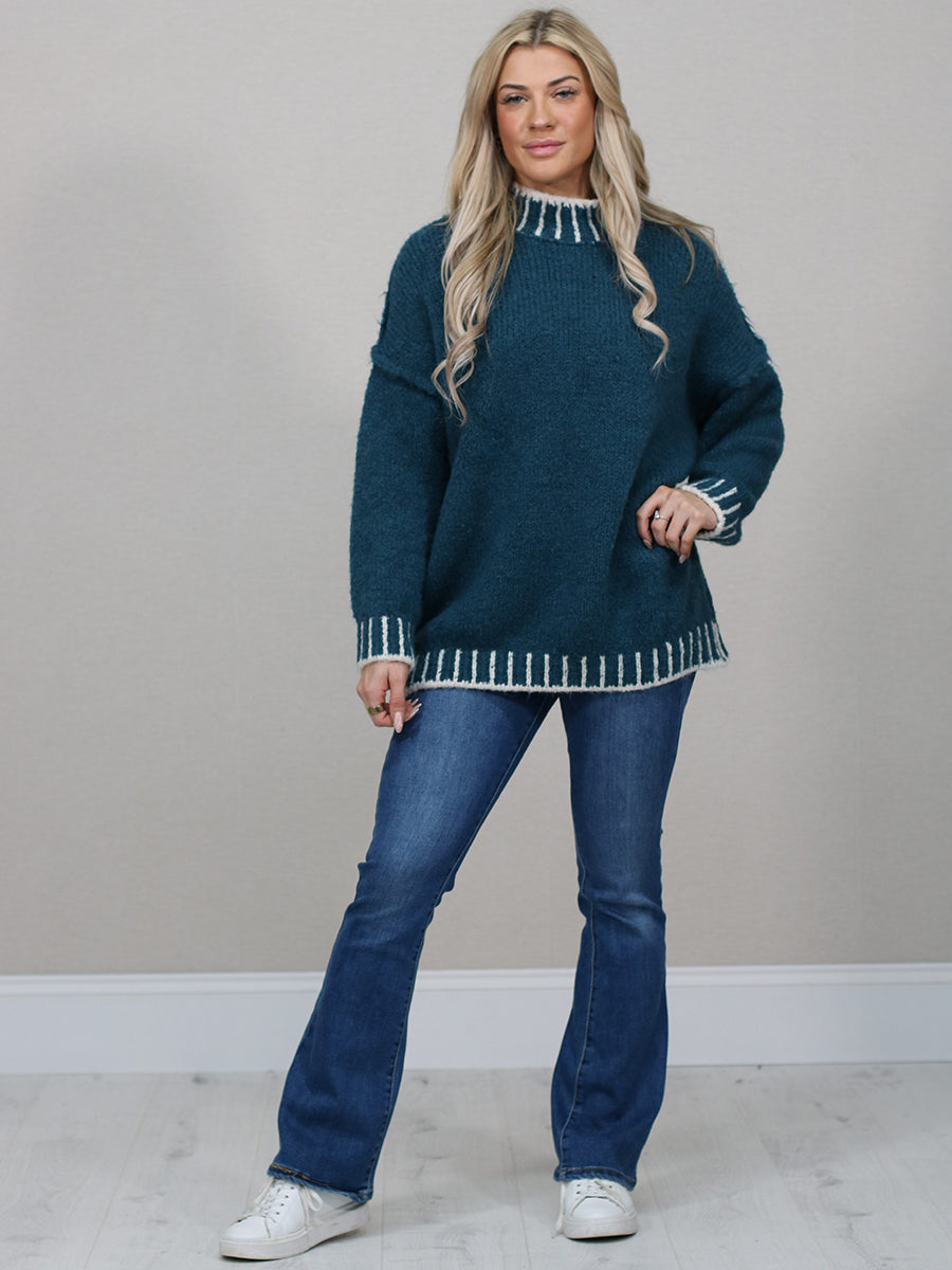 Whipstitch Knitted Wooly Jumper