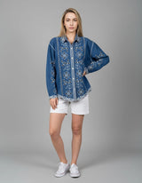 Broderie Button Down Shirt Denim