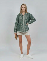 Broderie Button Down Shirt Khaki