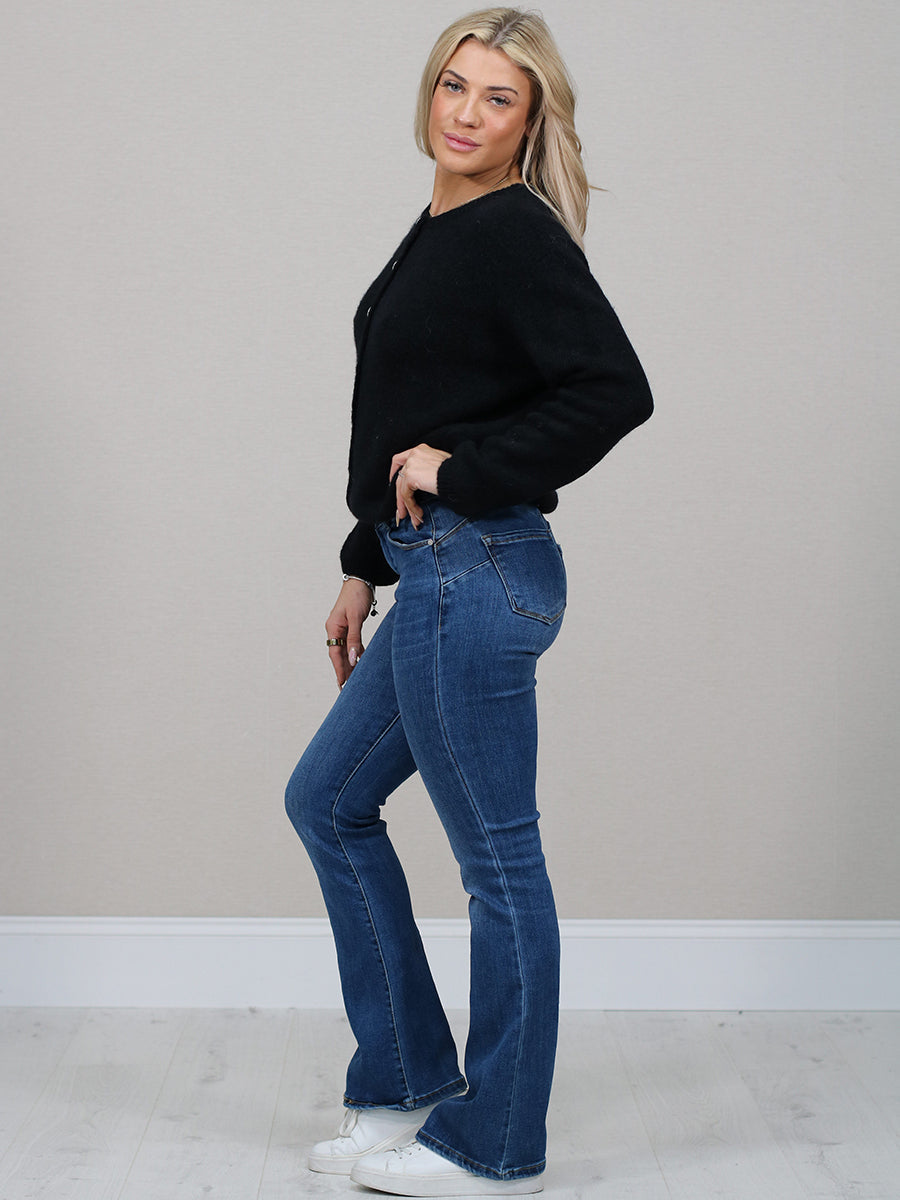 Front Buttoned Crop Knitted Cardigan