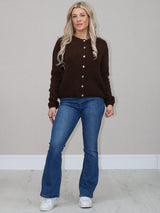 Crop Knitted Cardigan Chocolate