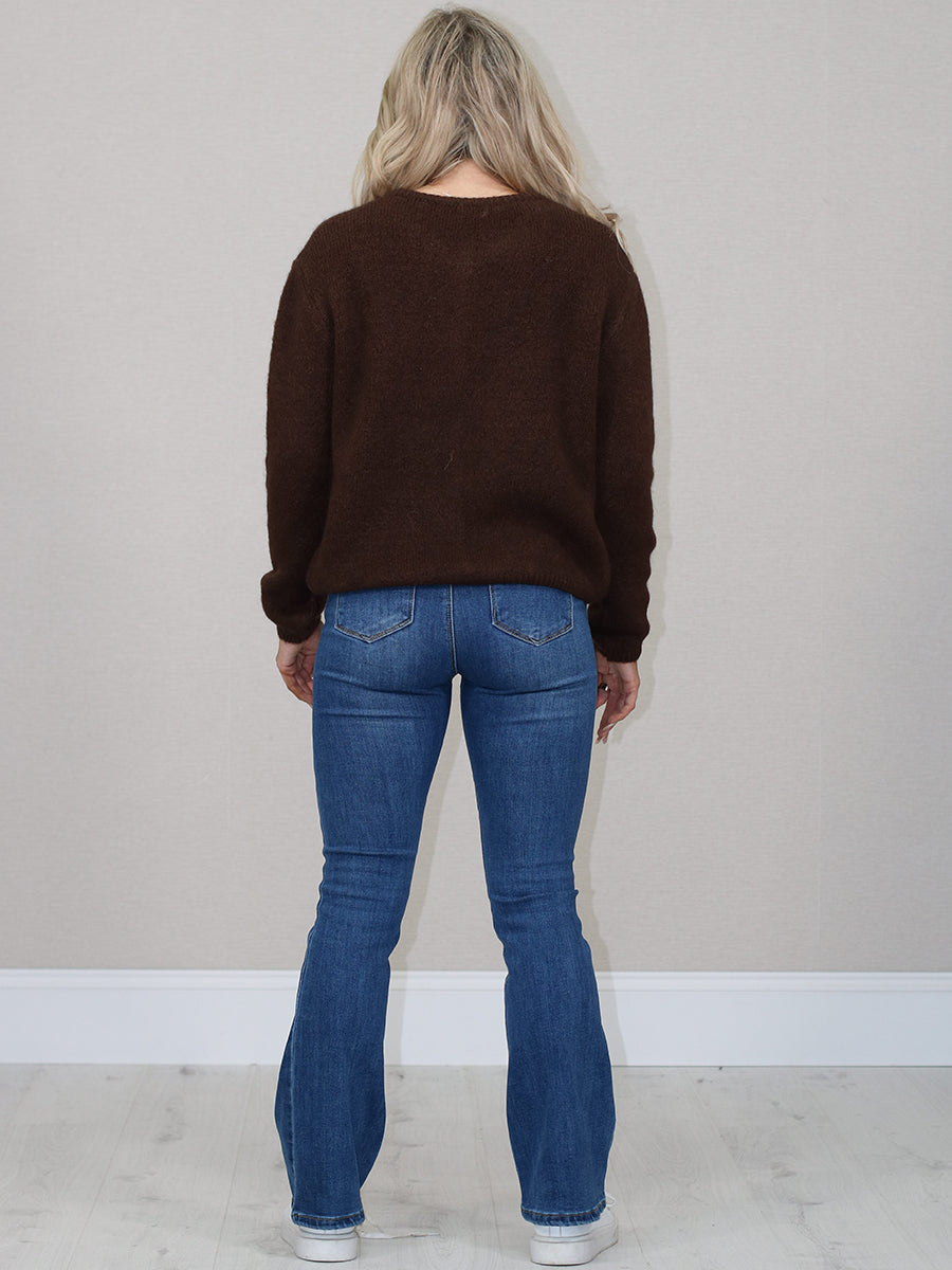 Front Buttoned Crop Knitted Cardigan