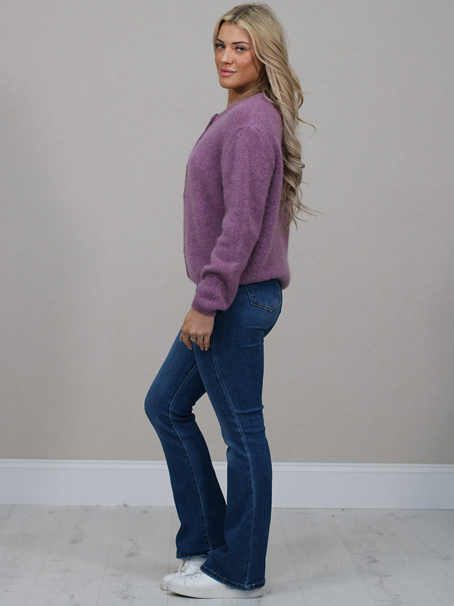 Front Buttoned Crop Knitted Cardigan