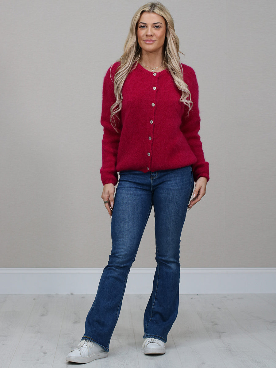 Crop Knitted Cardigan Magenta