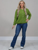 Crop Knitted Cardigan Olive