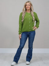 Front Buttoned Crop Knitted Cardigan