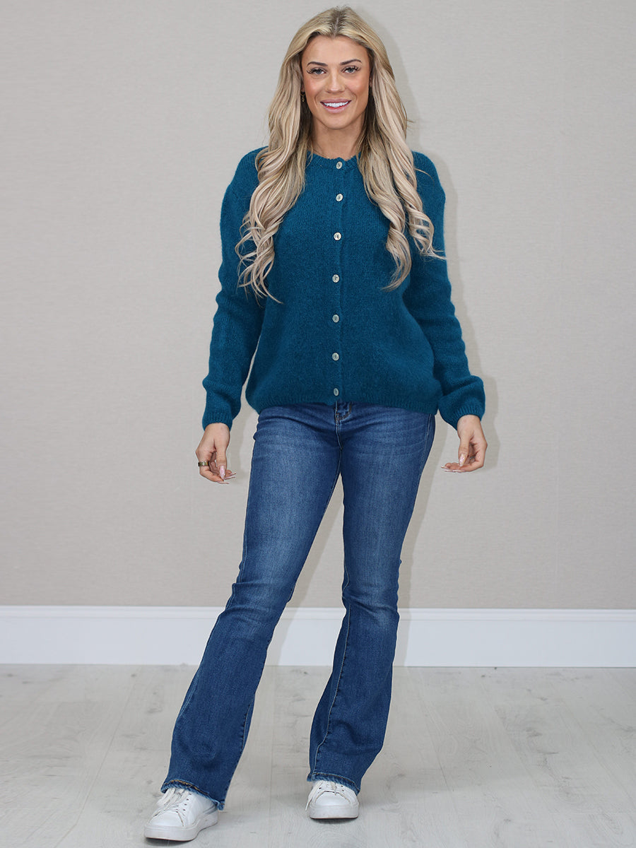 Crop Knitted Cardigan Teal