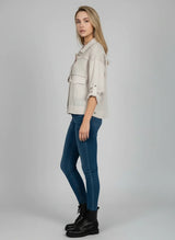 Embroided Front Button Linen Jacket
