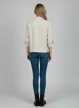 Embroided Front Button Linen Jacket