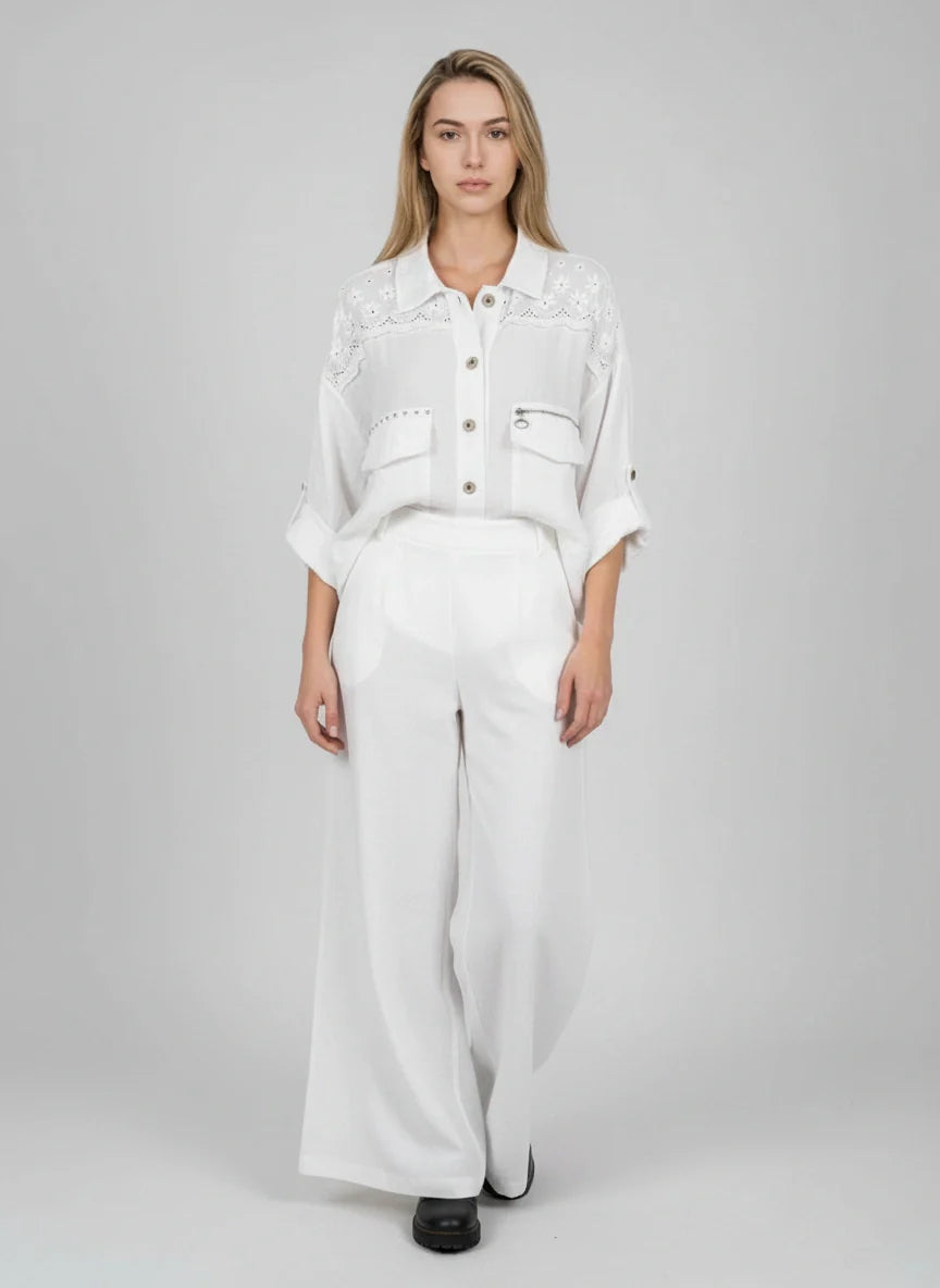 Crochet Linen Jacket White