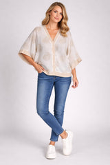 Paisley Print Button Down Batwing Crop Cardigan