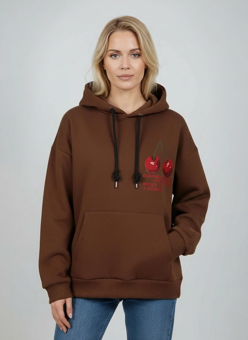 Cotton Baggy Hoodie Chocolate
