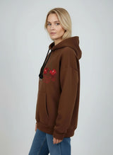 Italian Cherry Print Boxy Cotton Hoodie
