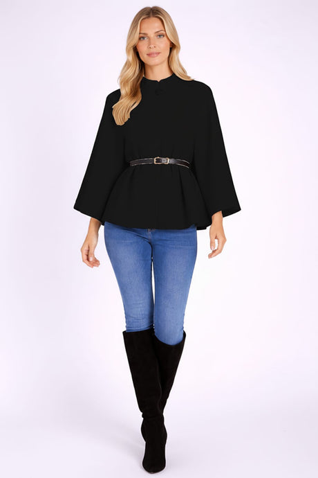 Made In Italy Front Belt Solid Cape